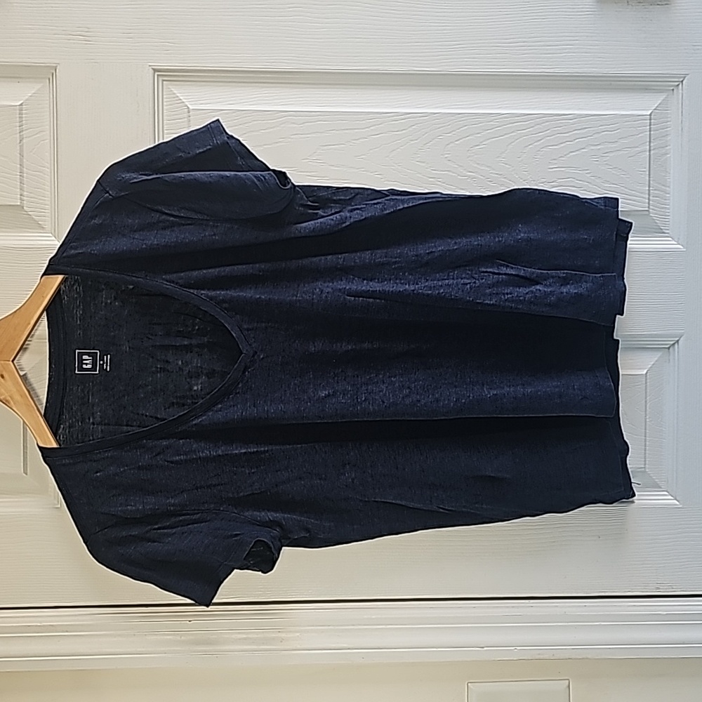 Gap Linen V-Neck Tee Dark Blue M